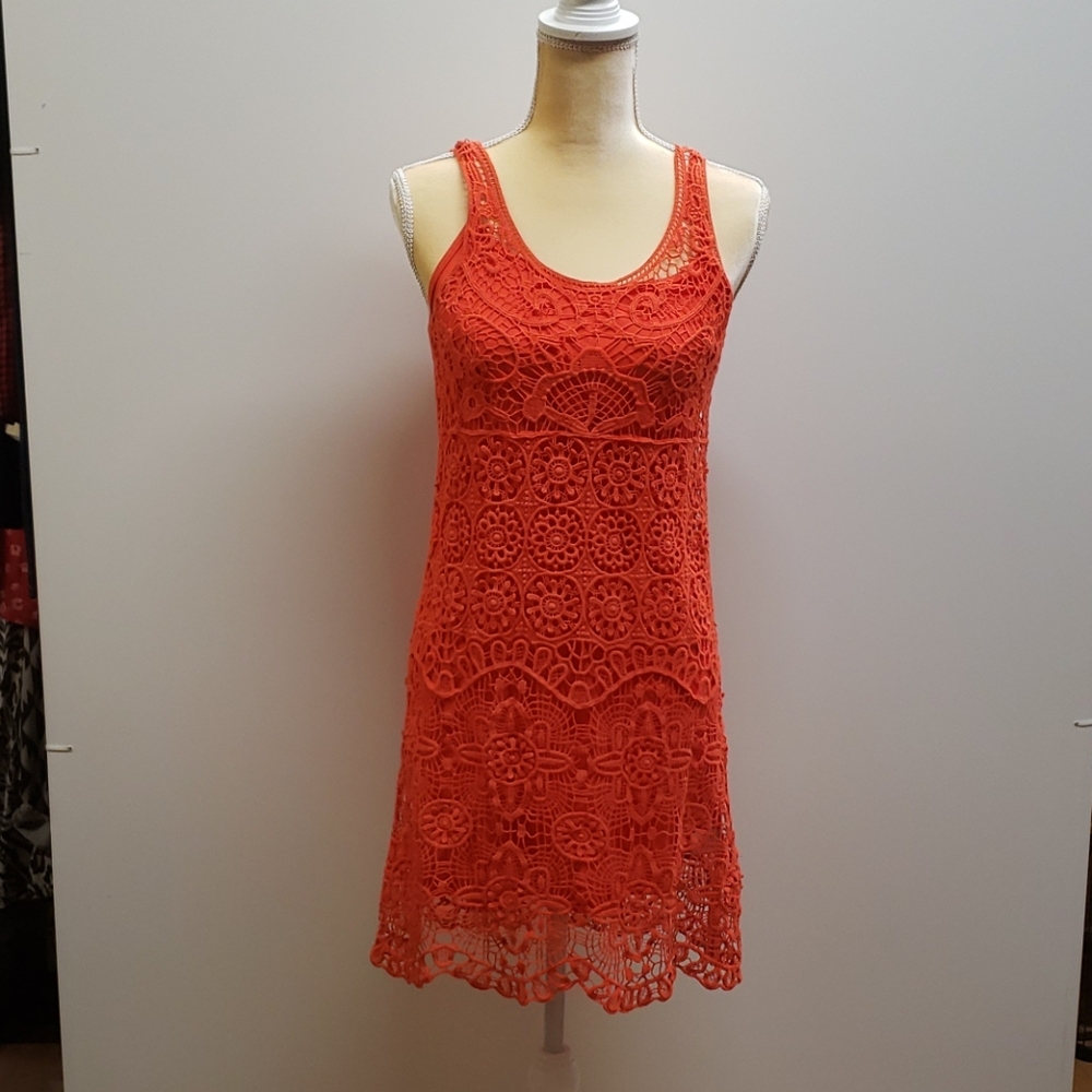 SZ S orange crochet dress.    A38